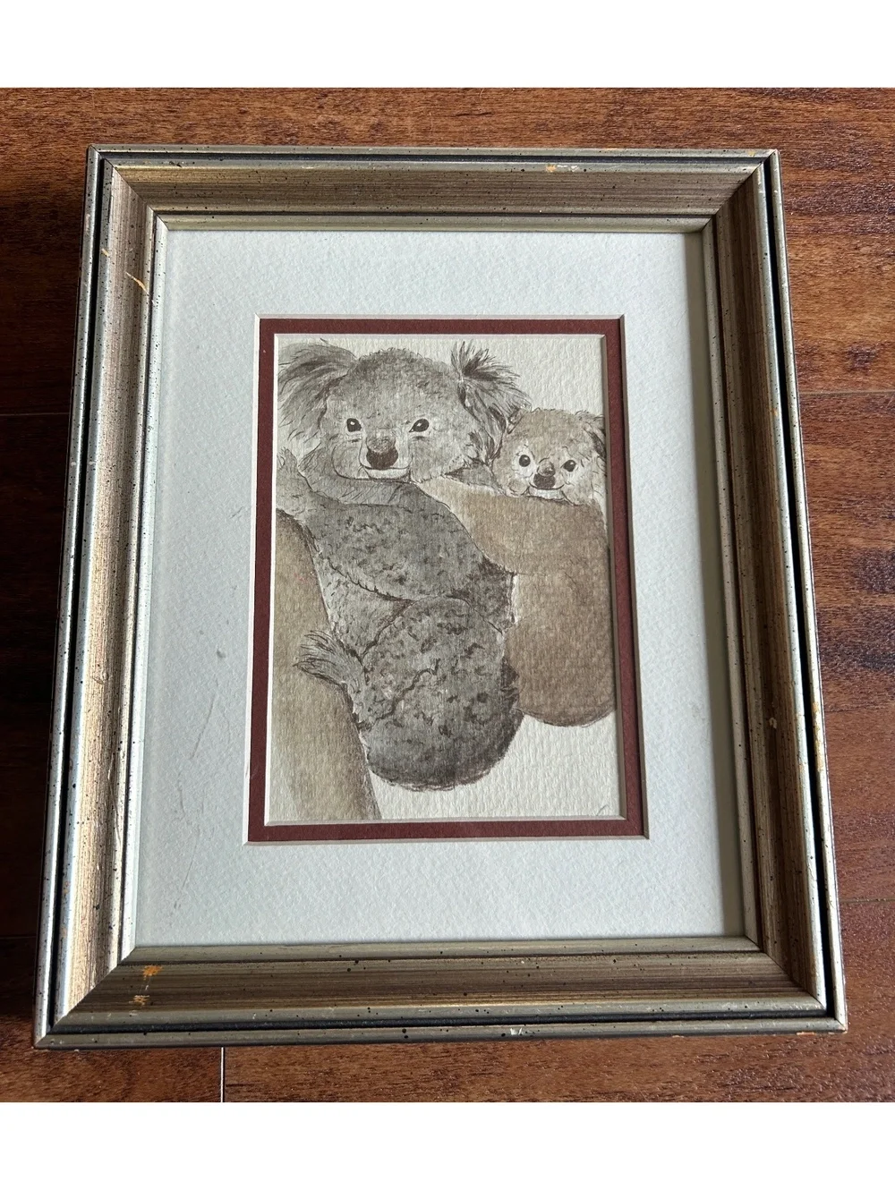 Vintage Koala Artwork in Silver Toned Frame